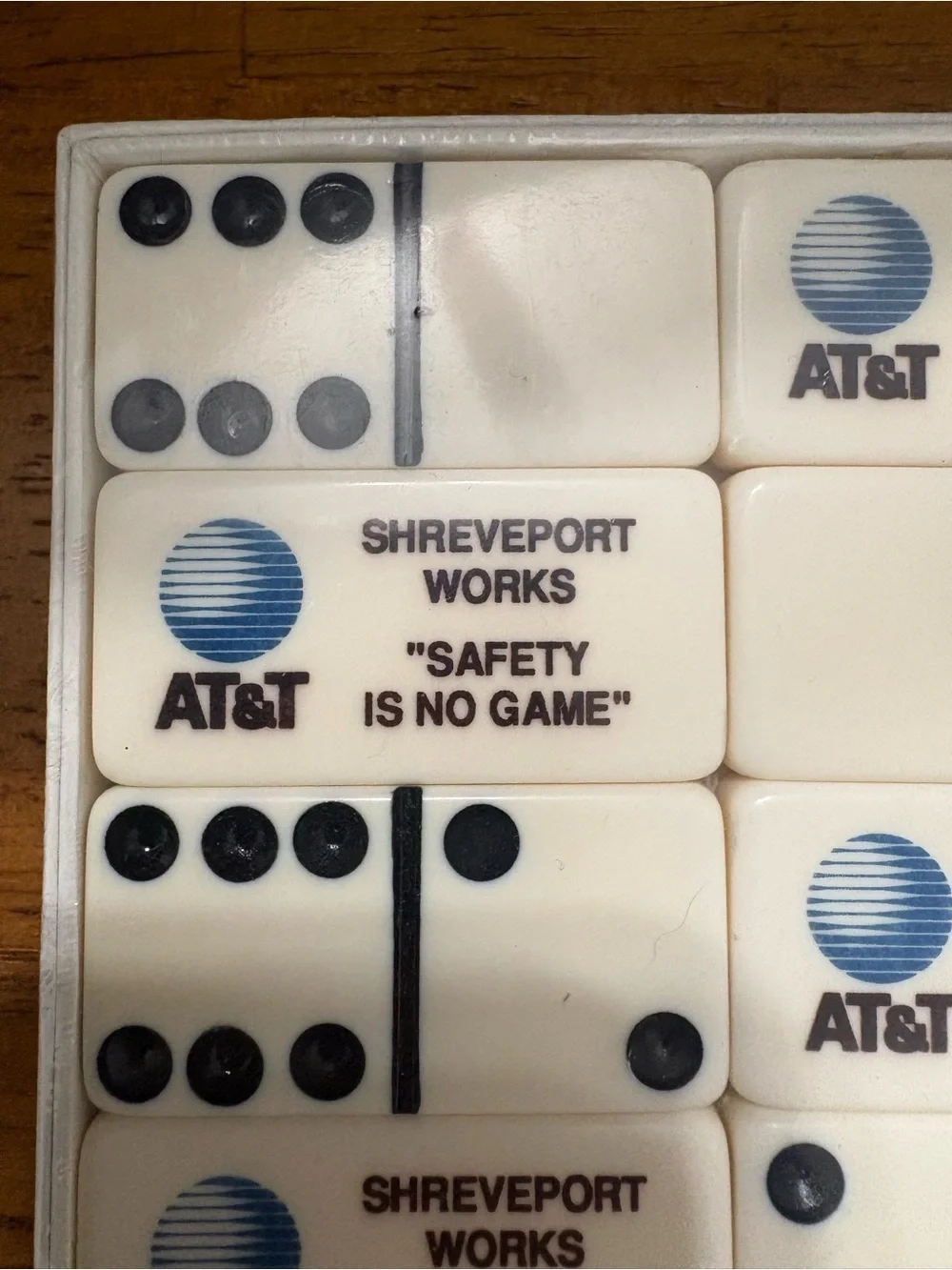 Branded White Domino Set - AT&T Shreveport Works Safety Message